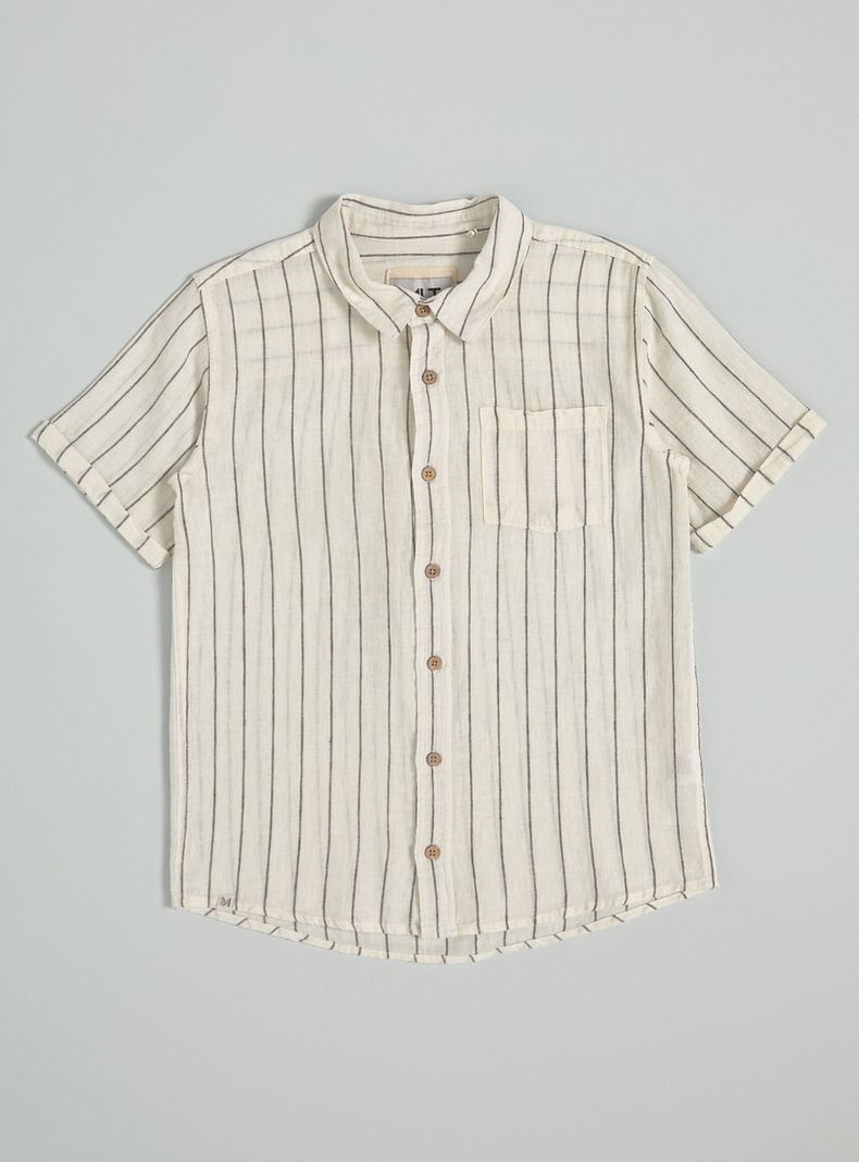 Camisa de Vestir Lino Manga Corta-2