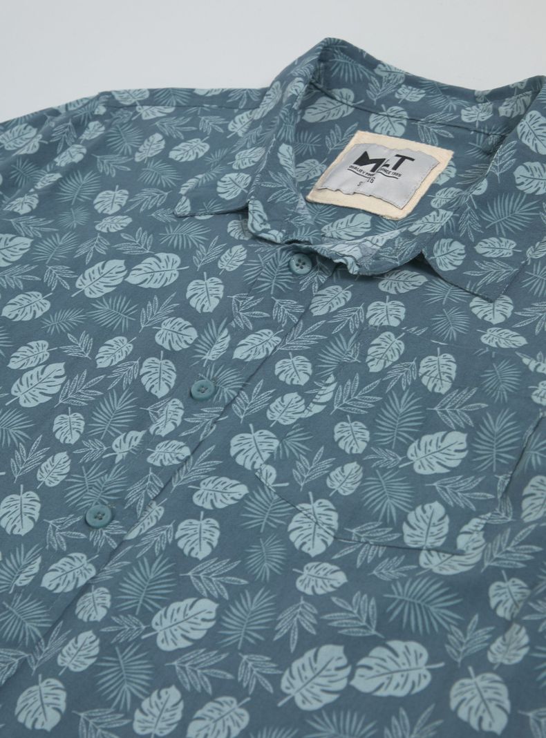 Camisa de Vestir Guayabera Estampado Tropical-4