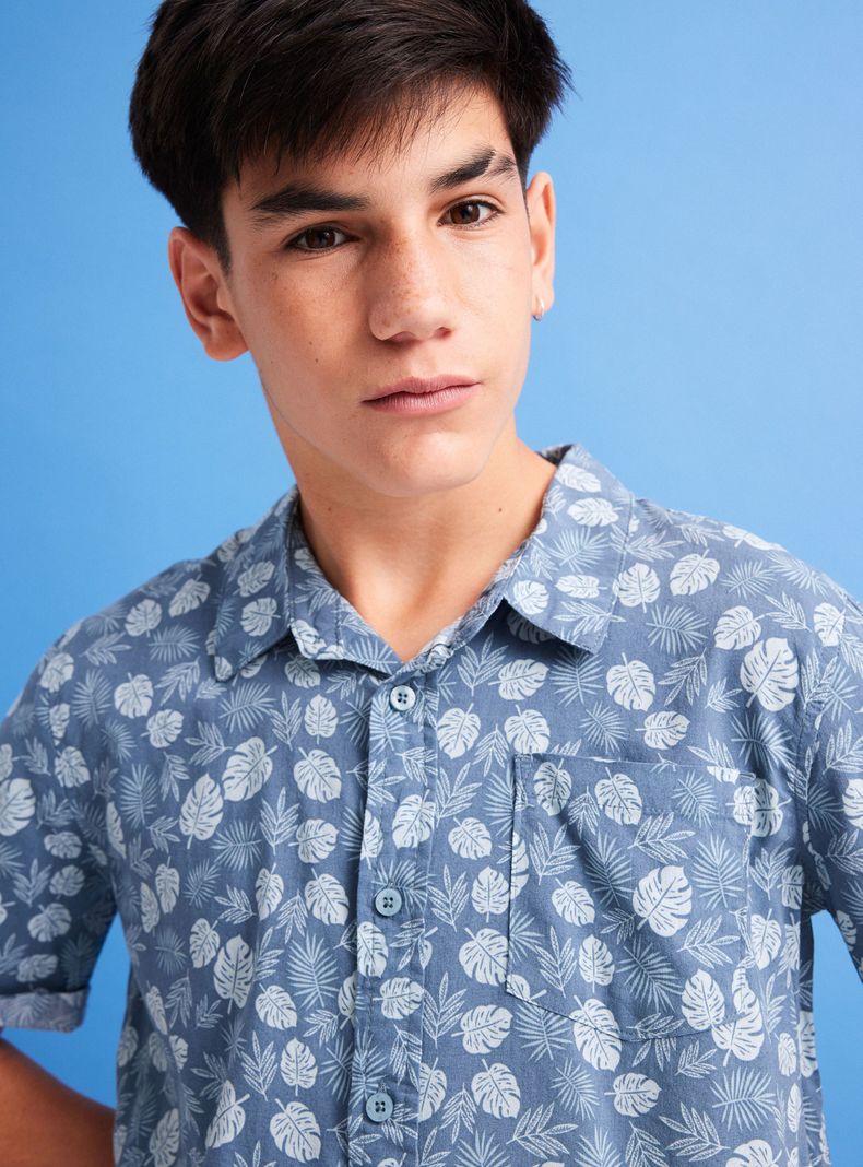 Camisa de Vestir Guayabera Estampado Tropical-1