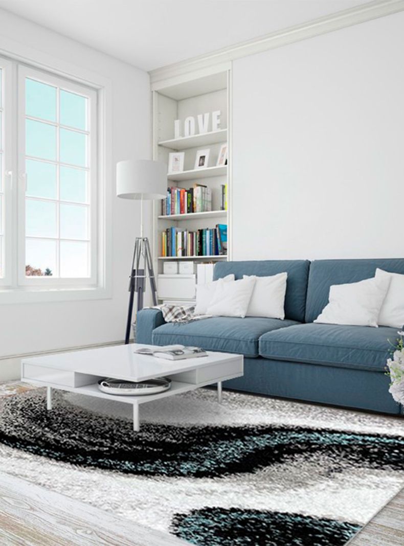 Alfombra Shaggy Geometric 150 x 200 cm Blue-1