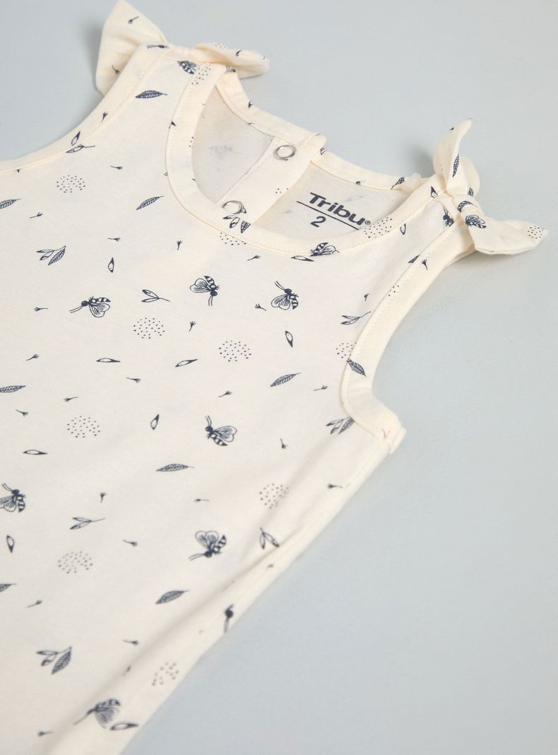 Polera Estampada Sin Manga con Moños Decorativos-2