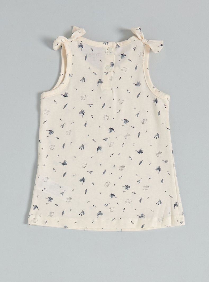 Polera Estampada Sin Manga con Moños Decorativos-1