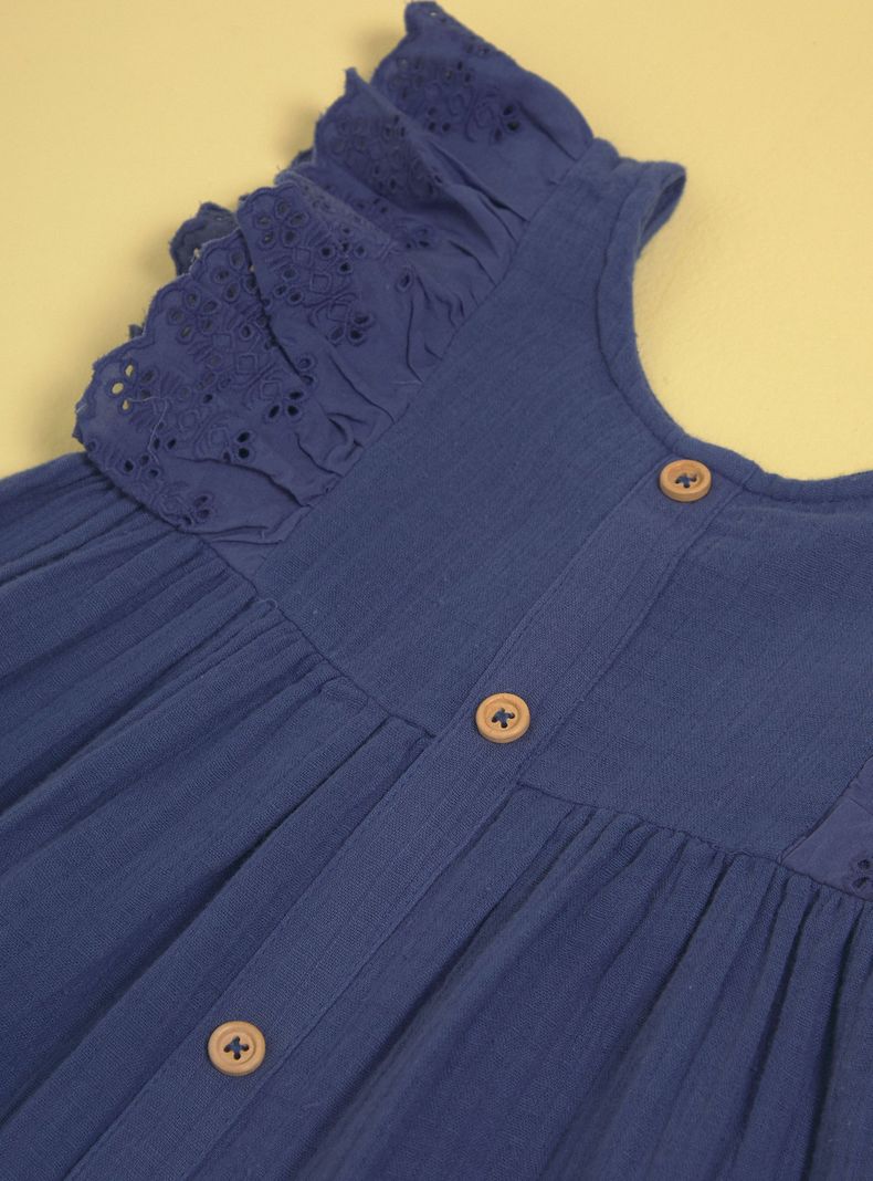 Vestido con Botones Delantero y Vuelos de Broderie-2