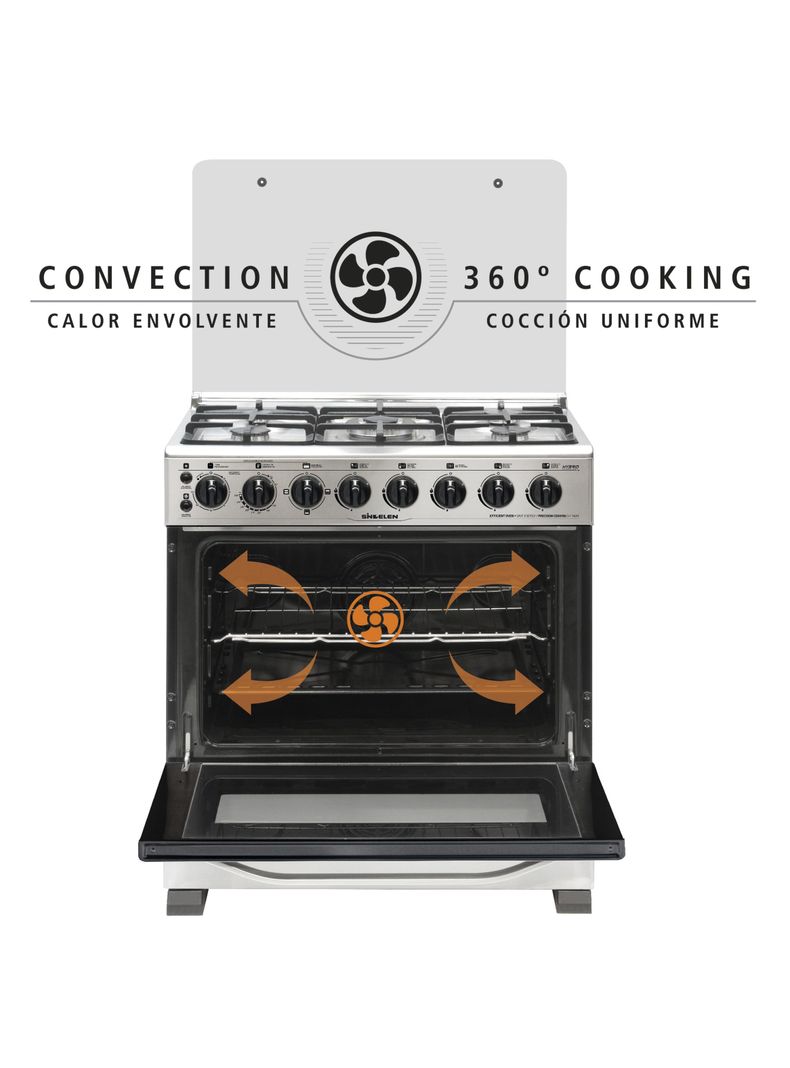 Cocina a Gas Híbrida 5 Quemadores CH-740NI Horno Convección-3