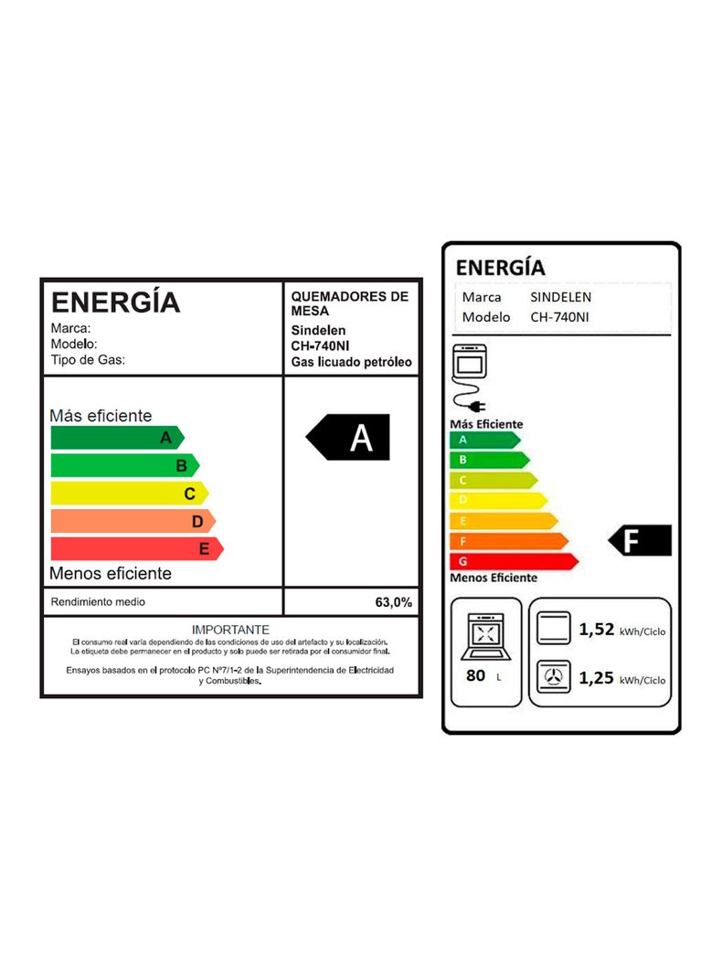 Cocina a Gas Híbrida 5 Quemadores CH-740NI Horno Convección-5