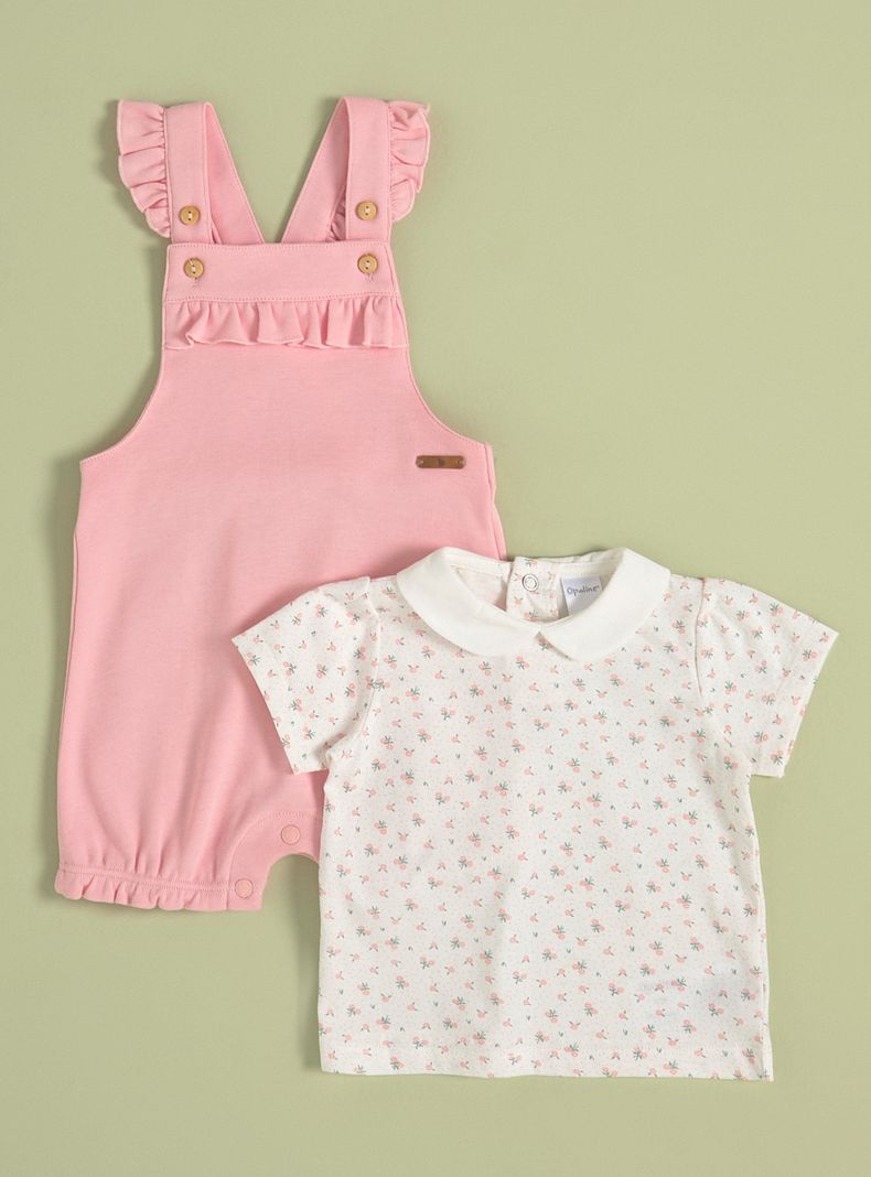 Conjunto con Vuelos en los Hombros y Polera con Cuello Bebé-0