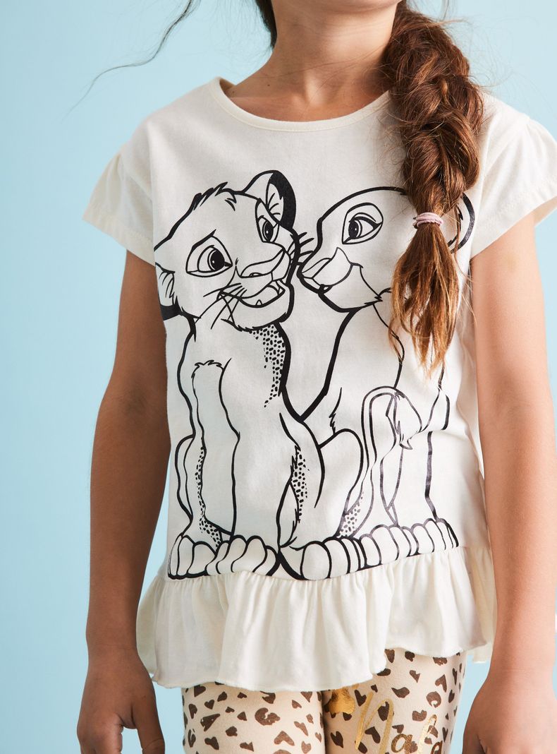 Polera con Vuelos Niña Estampadas Simba & Nala Disney-1