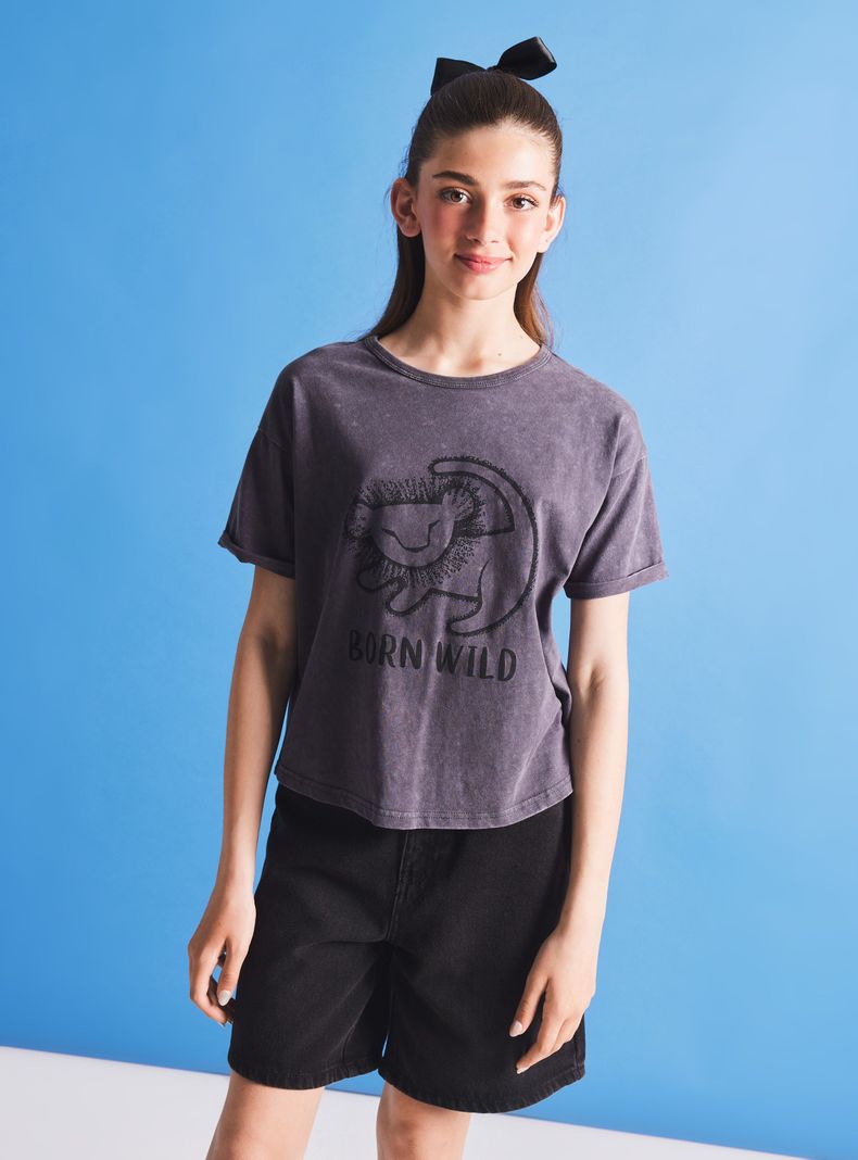 Polera Manga Corta Acid Wash Nala / Stitch Disney-0