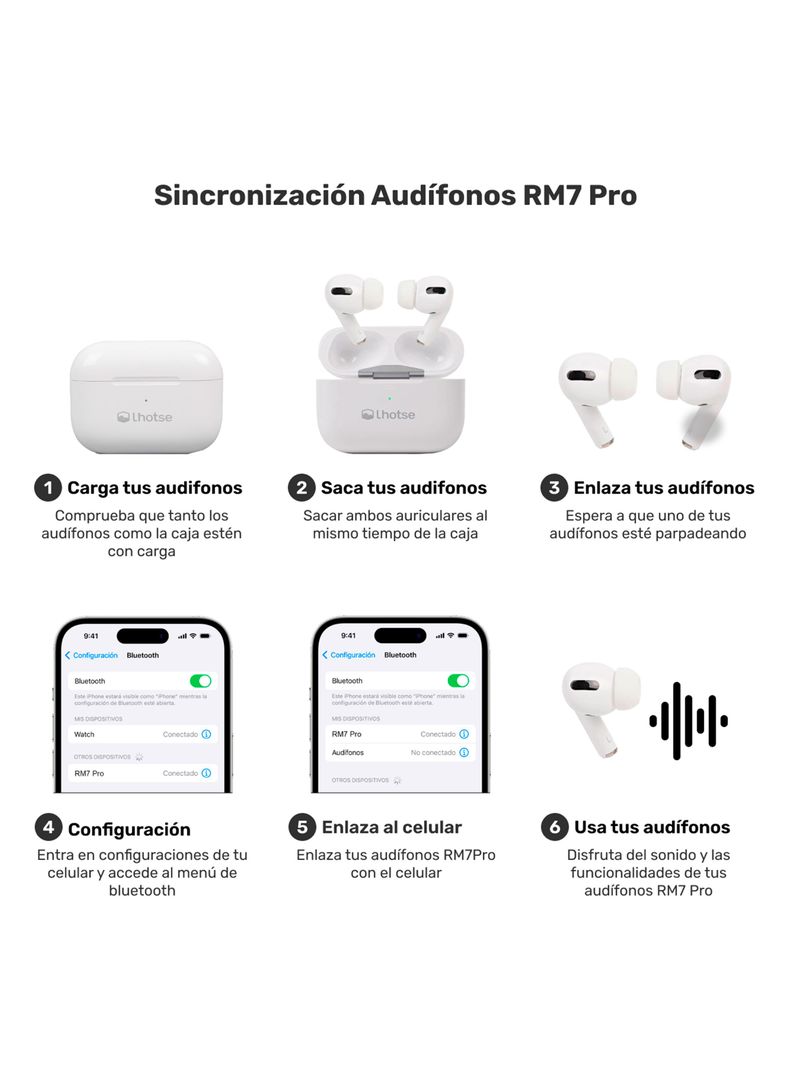 Audífonos Bluetooth Inalámbrico RM7 Pro Blanco-4
