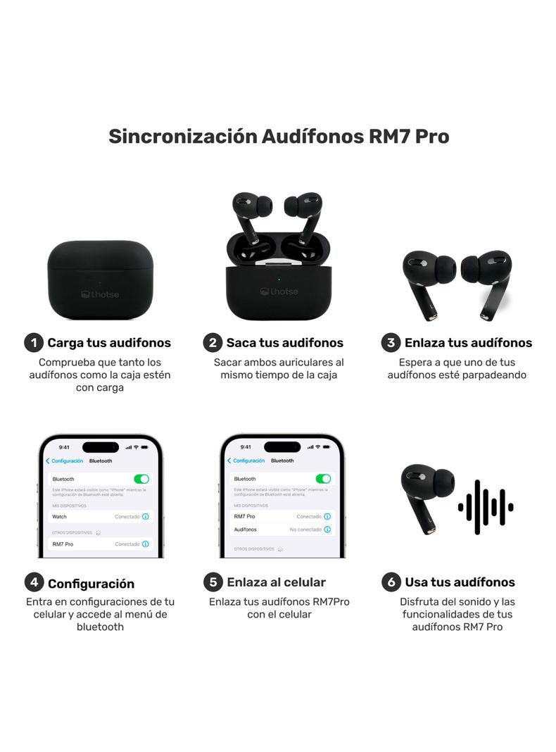 Audífonos Bluetooth Inalámbrico RM7 Pro Negro-4