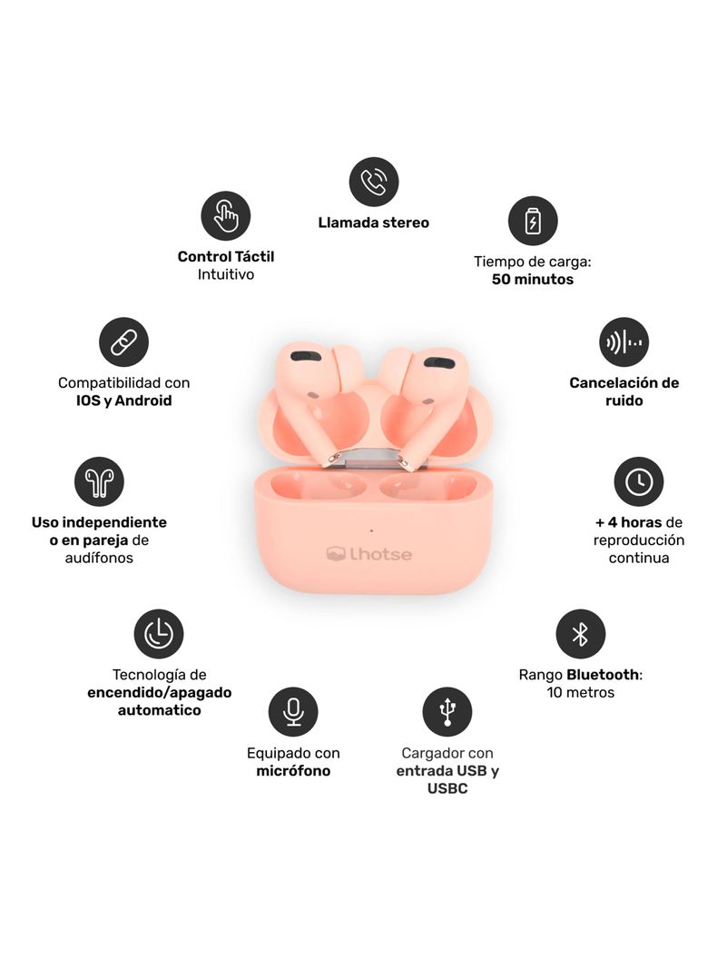 Audífonos Bluetooth Inalámbrico RM7 Pro Rosado-1