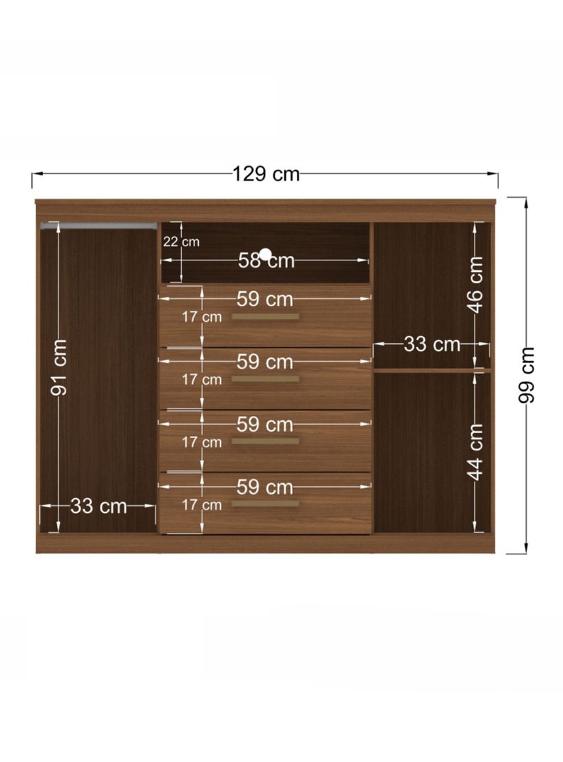 Cómoda Master 2 Puertas 4 Cajones Jatoba-2