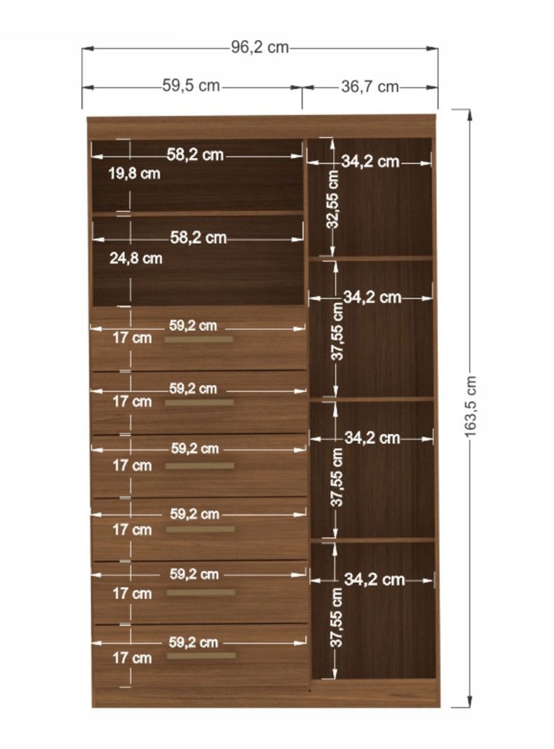 Cómoda Maraba 1 Puerta 6 Cajones Jatoba-1