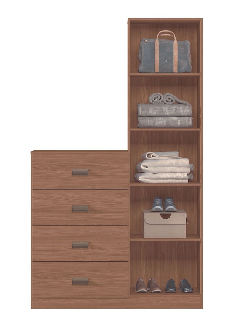 Cómoda Estilo 1 Puerta con Espejo 4 Cajones Jatoba-2