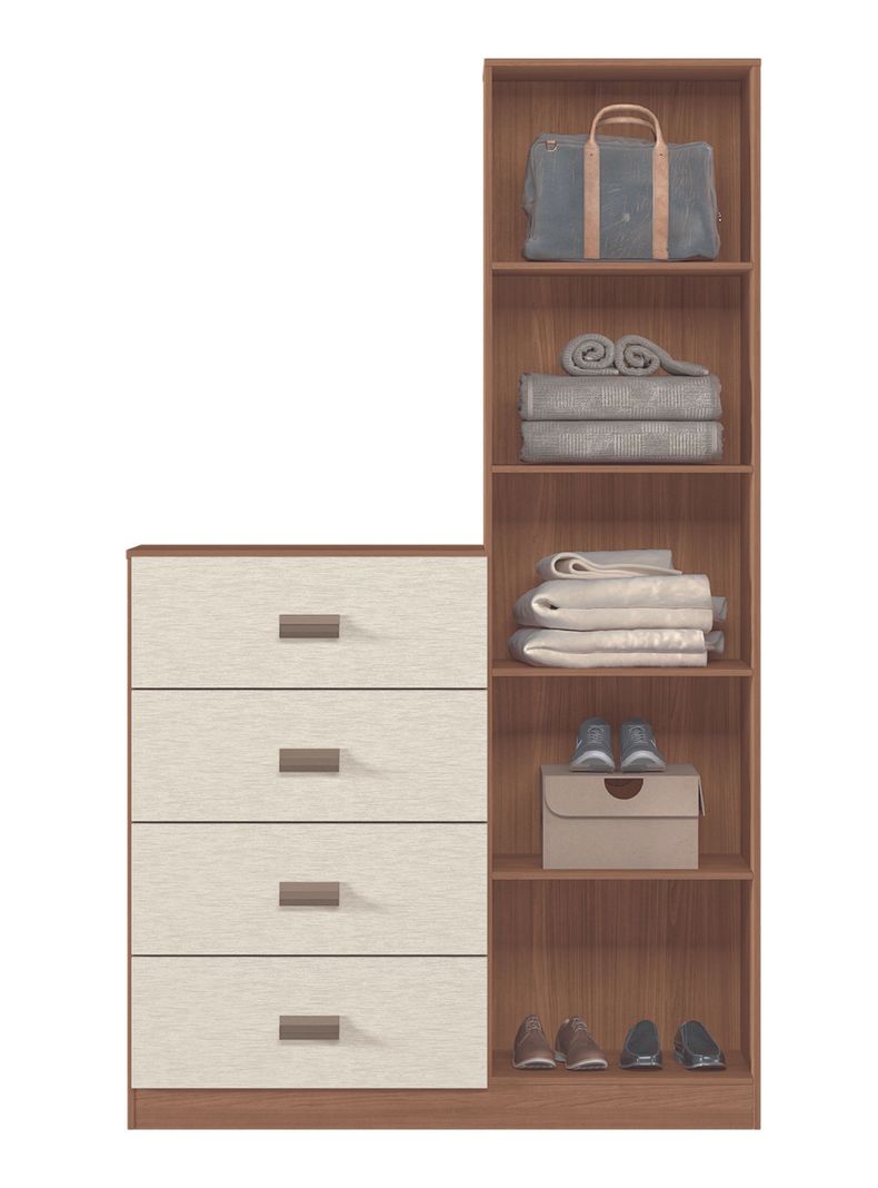 Cómoda Estilo 1 Puerta con Espejo 4 Cajones Jatoba Arena-2
