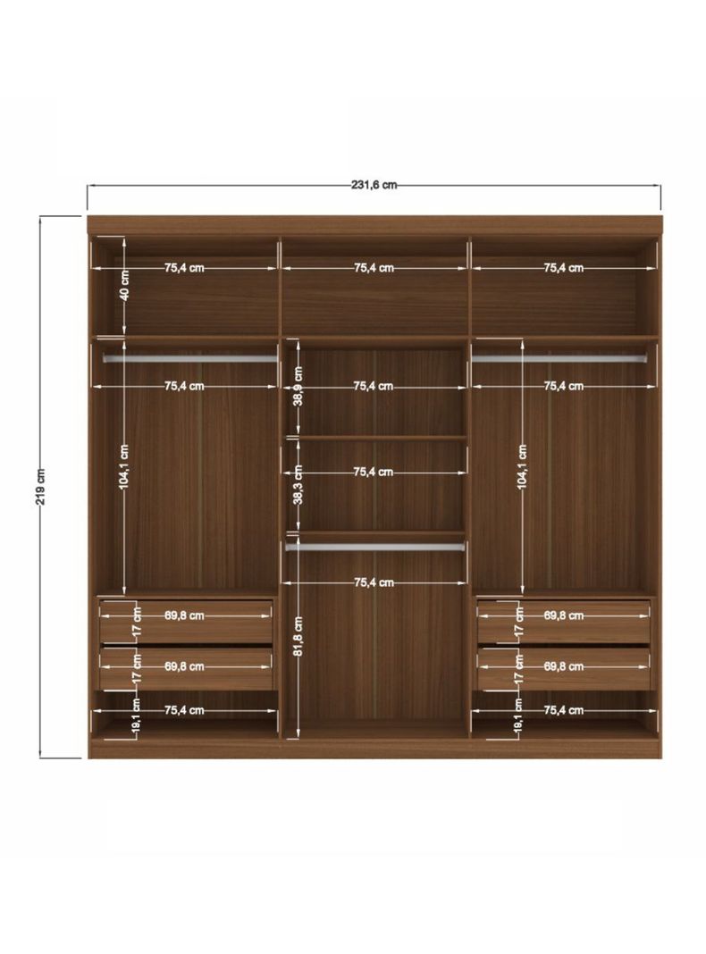 Clóset Buriti 6 Puertas 4 Cajones Jatoba Arena-1