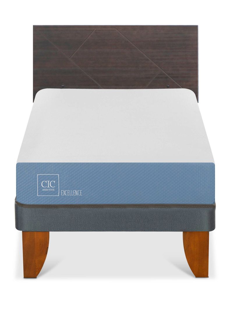 Cama Europea Excellence 1 Plaza Respaldo Villarrica Gris-2