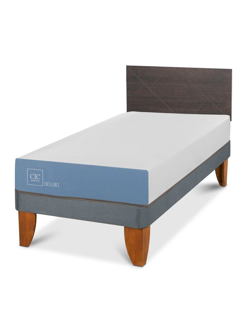 Cama Europea Excellence 1 Plaza Respaldo Villarrica Gris-0