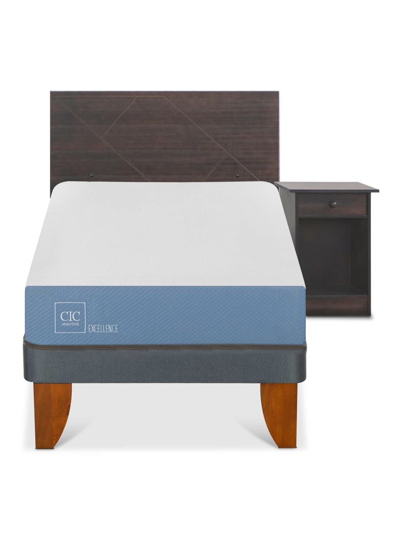 Cama Europea Excellence 1 Plaza 190 cm + Set Muebles Villarrica Gris-2