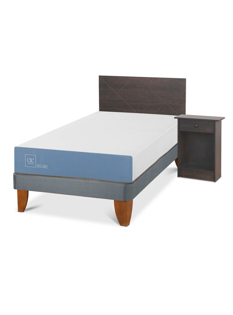 Cama Europea Excellence 1.5 Plazas Set Villarrica Gris-0