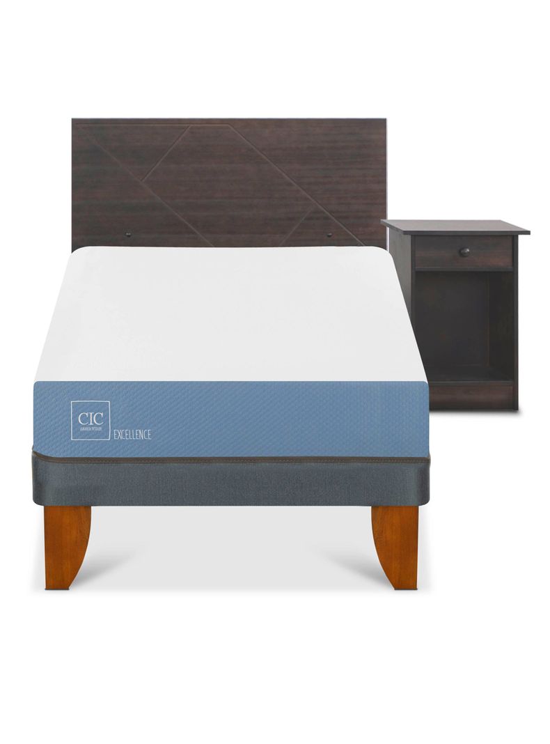 Cama Europea Excellence 1.5 Plazas Set Villarrica Gris-2