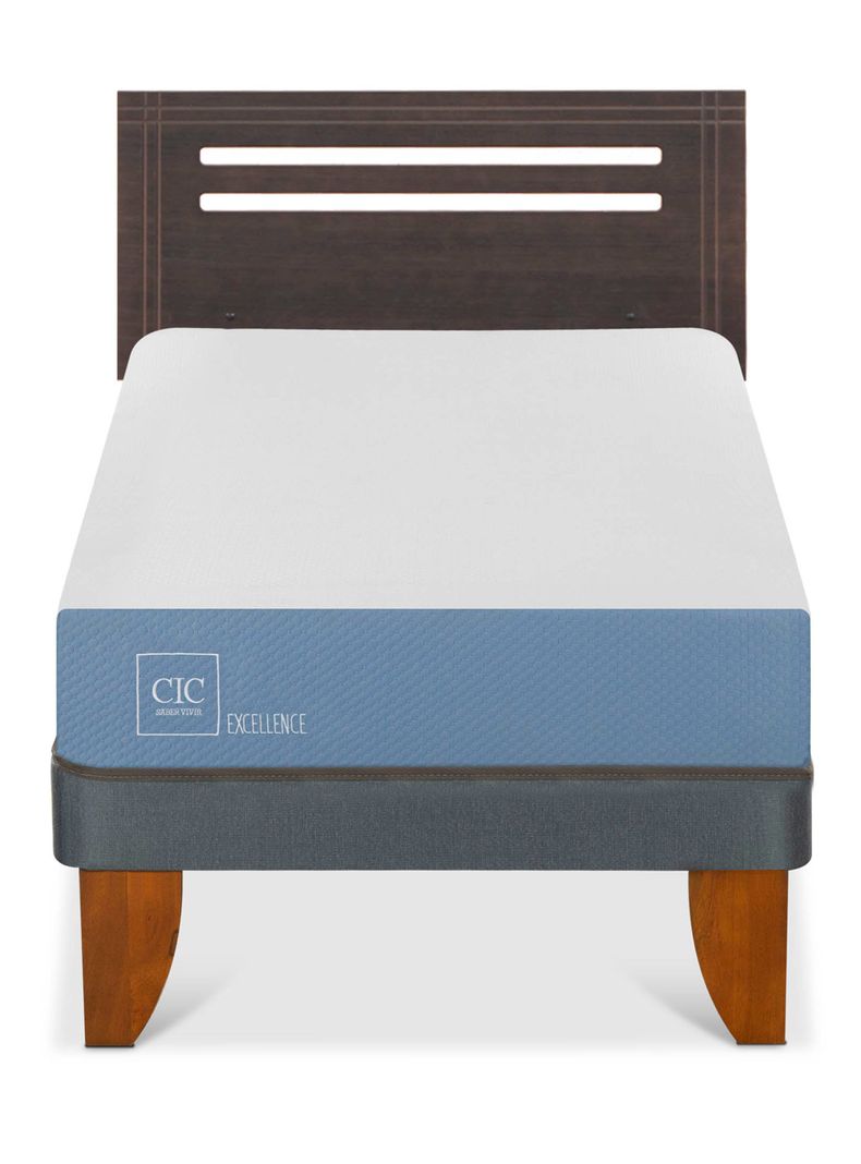 Cama Europea Excellence 1 Plaza 190 cm + Respaldo Munich Gris-2