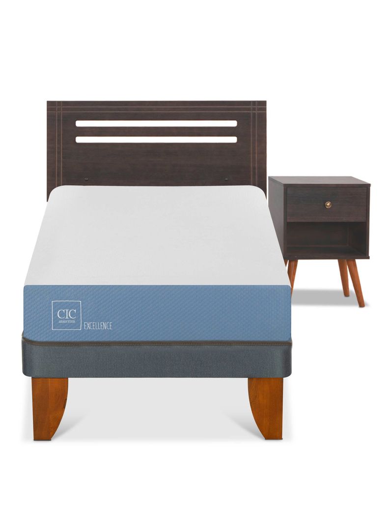 Cama Europea Excellence 1 Plaza + Set Mubeles Munich Gris-2