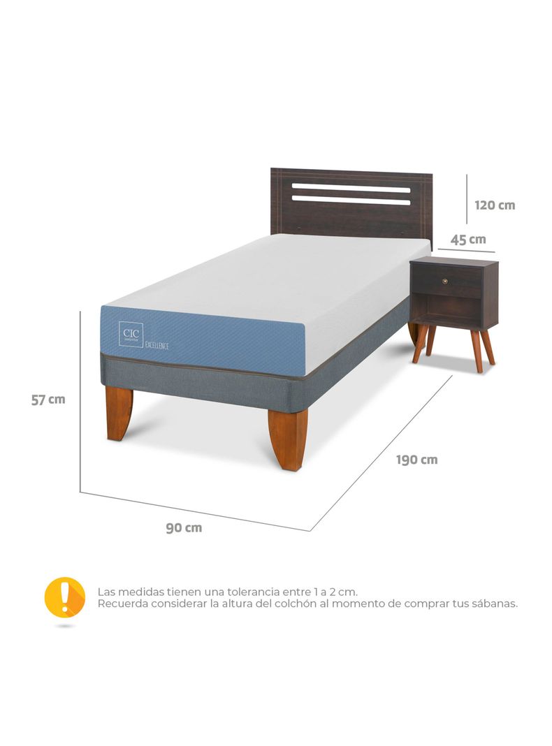 Cama Europea Excellence 1 Plaza + Set Mubeles Munich Gris-1