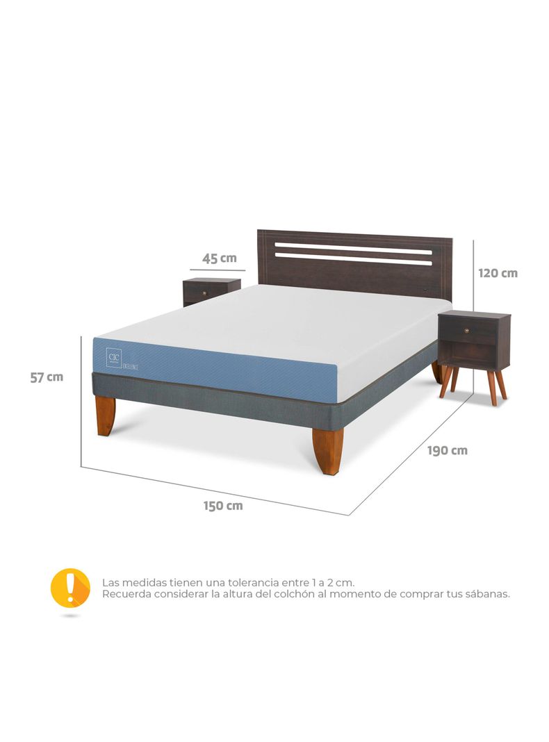 Cama Europea Excellence 2 Plaza + Set de Muebles Munich Gris-1