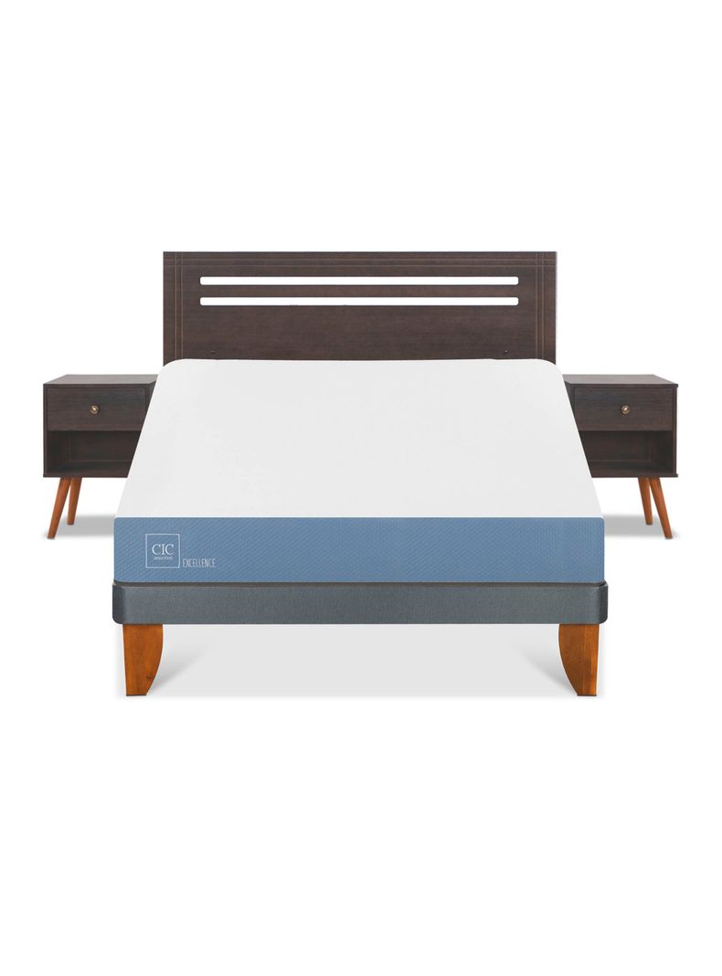 Cama Europea Excellence 2 Plaza + Set de Muebles Munich Gris-2