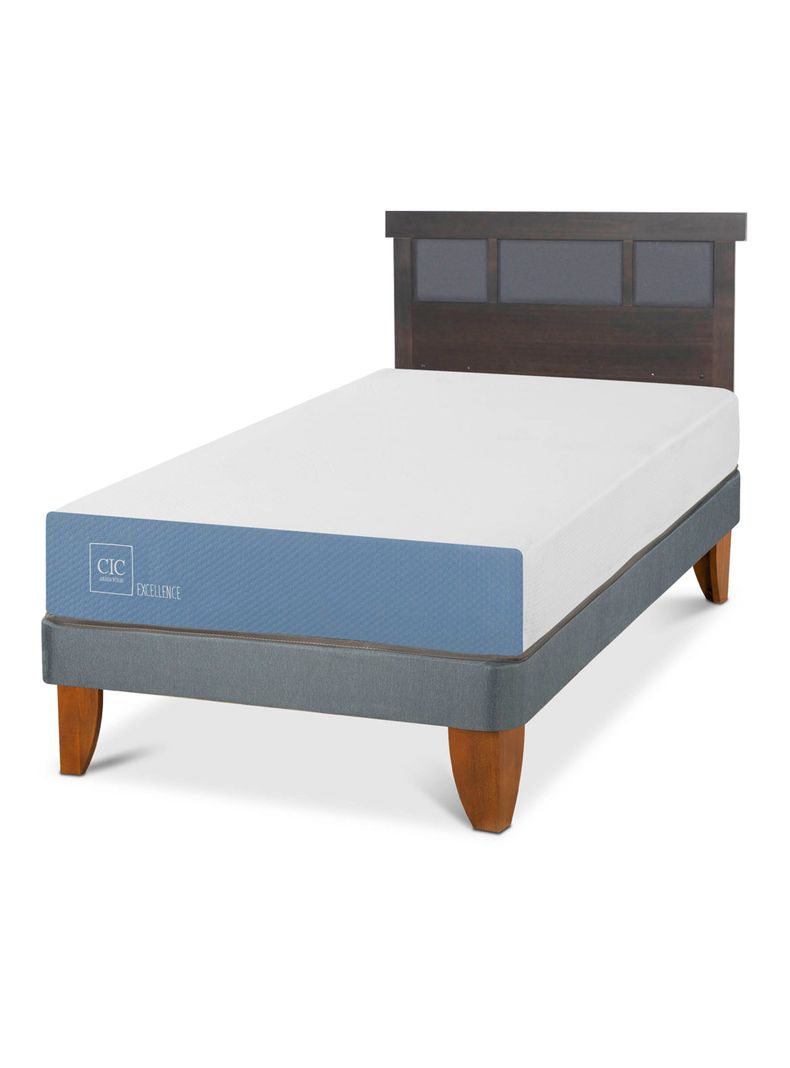 Cama Europea Excellence 1.5 Plazas Respaldo Dublin Gris-0