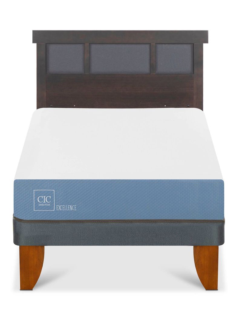 Cama Europea Excellence 1.5 Plazas Respaldo Dublin Gris-2