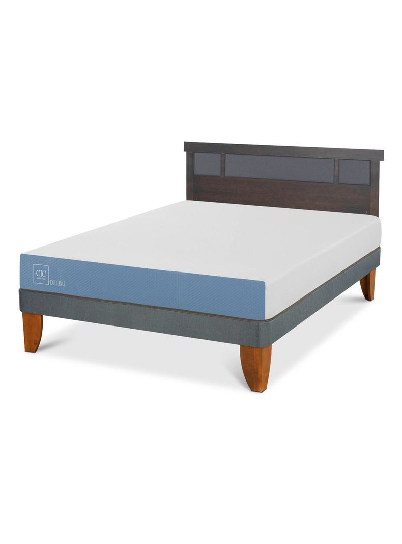 Cama Europea Excellence 2 Plazas + Respaldo Dublin Gris-0