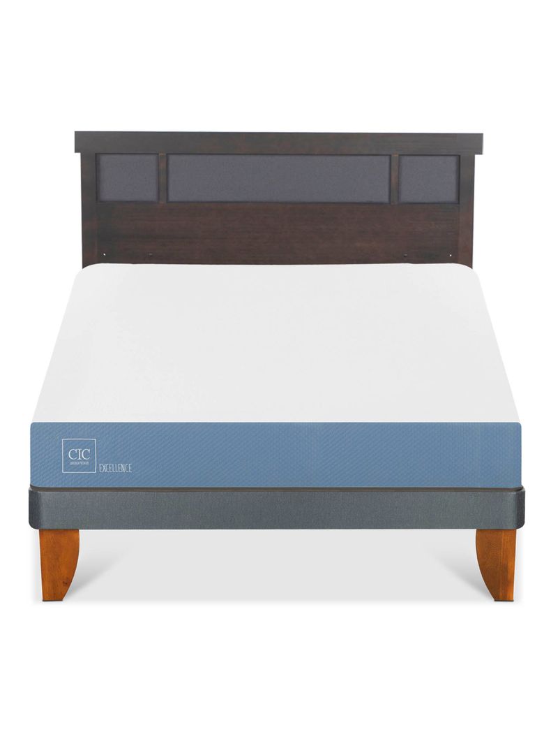 Cama Europea Excellence 2 Plazas + Respaldo Dublin Gris-2