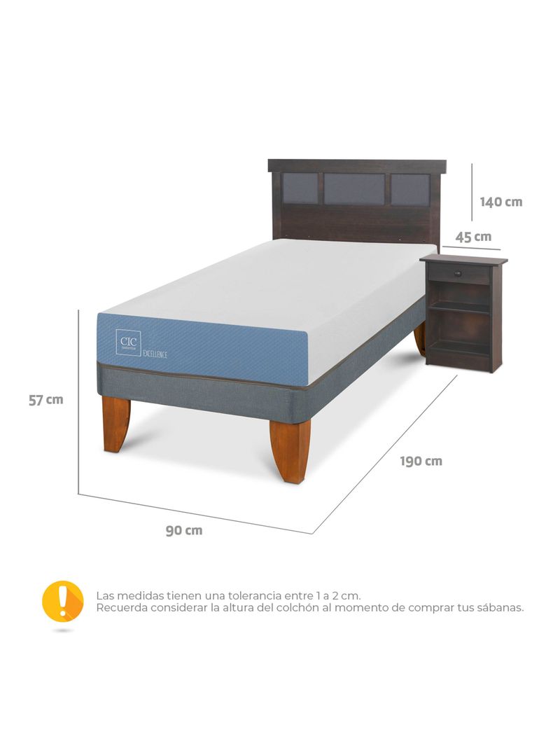 Cama Europea Excellence 1 Plaza + Set Dublin Gris-1