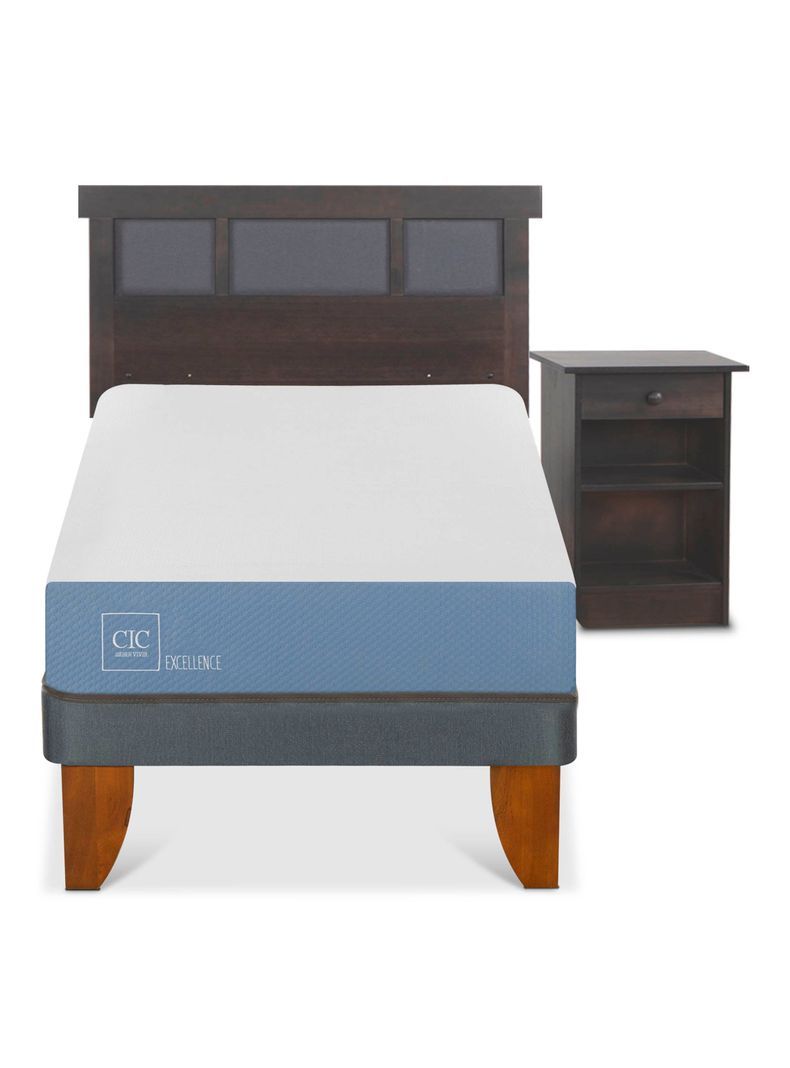 Cama Europea Excellence 1 Plaza + Set Dublin Gris-2