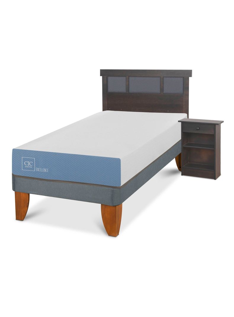 Cama Europea Excellence 1 Plaza + Set Dublin Gris-0