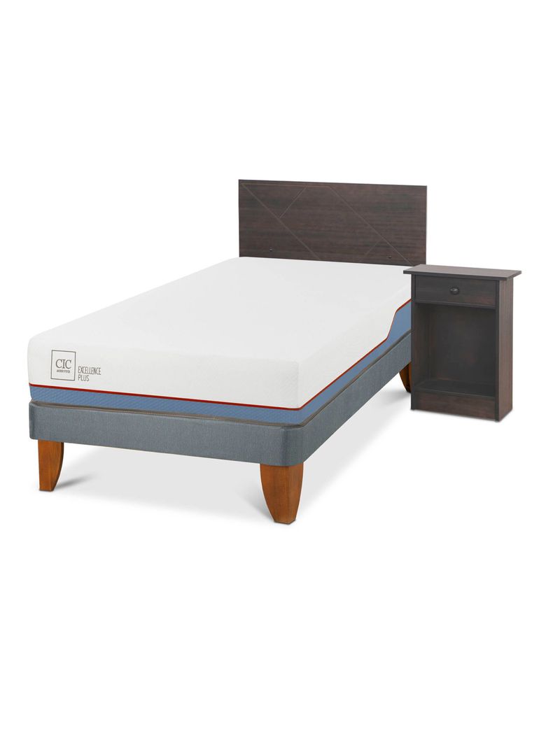 Cama Europea Excellence Plus 1.5 Plazas Set Villarrica Gris