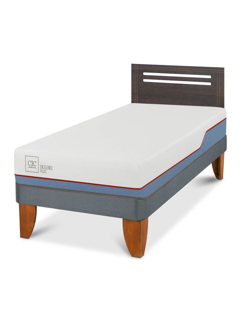 Cama Europea Excellence Plus 1.5 Plazas Respaldo Munich Gris