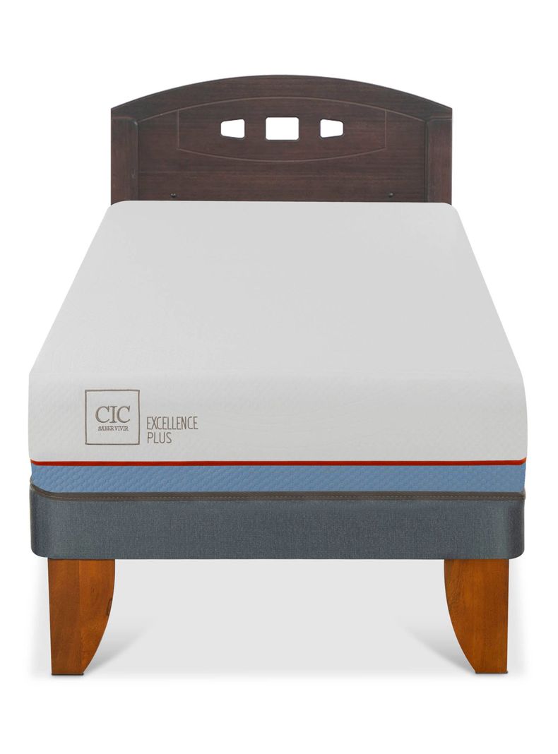 Cama Europea Excellence Plus 1.5 Plazas Respaldo Gales Gris-2