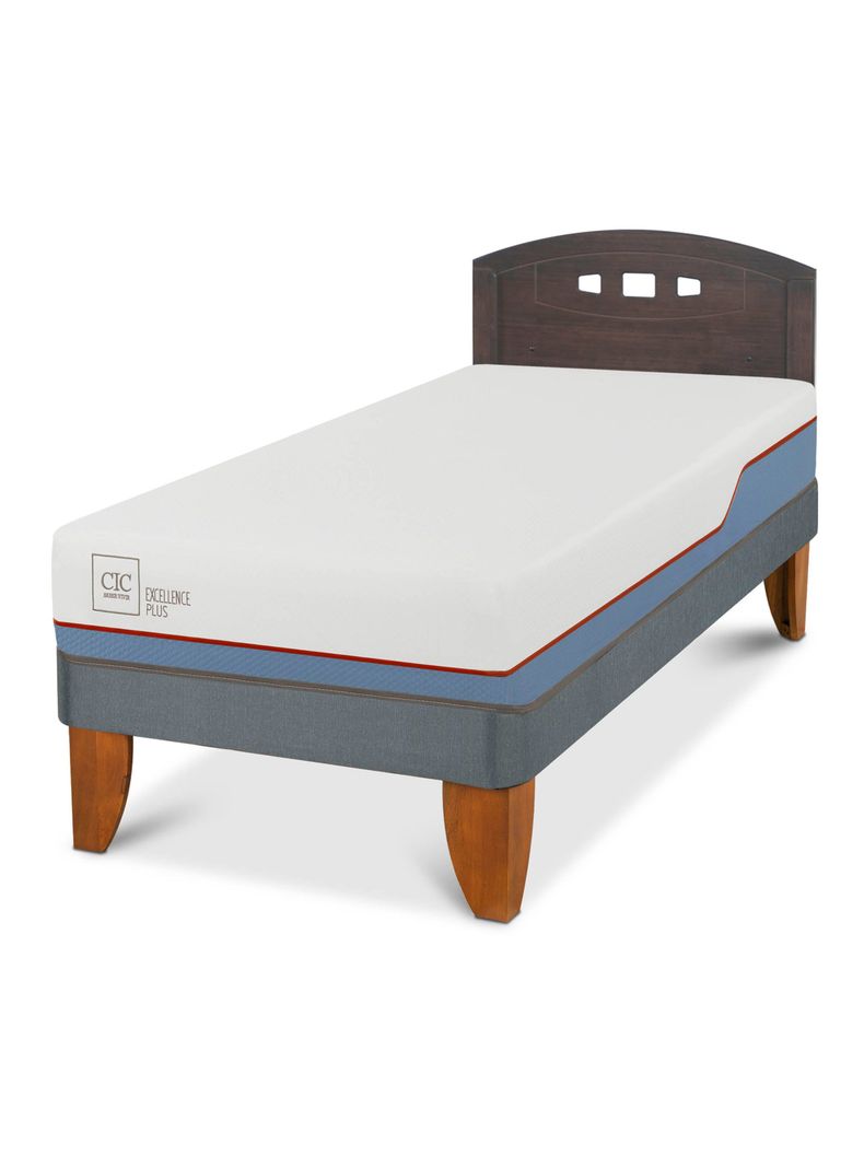 Cama Europea Excellence Plus 1.5 Plazas Respaldo Gales Gris-0