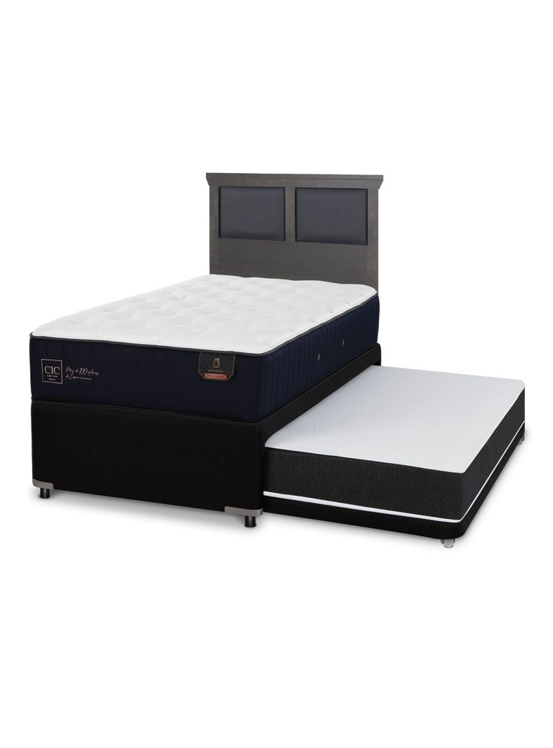 Diván Premium Black 1.5 Plazas Respaldo Torino Gris