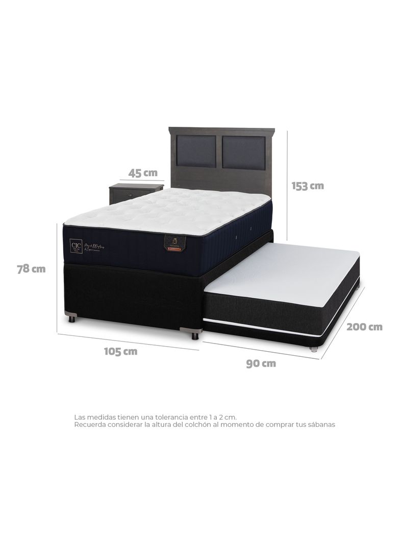 Diván Premium Black 1.5 Plazas Set Torino Gris-1