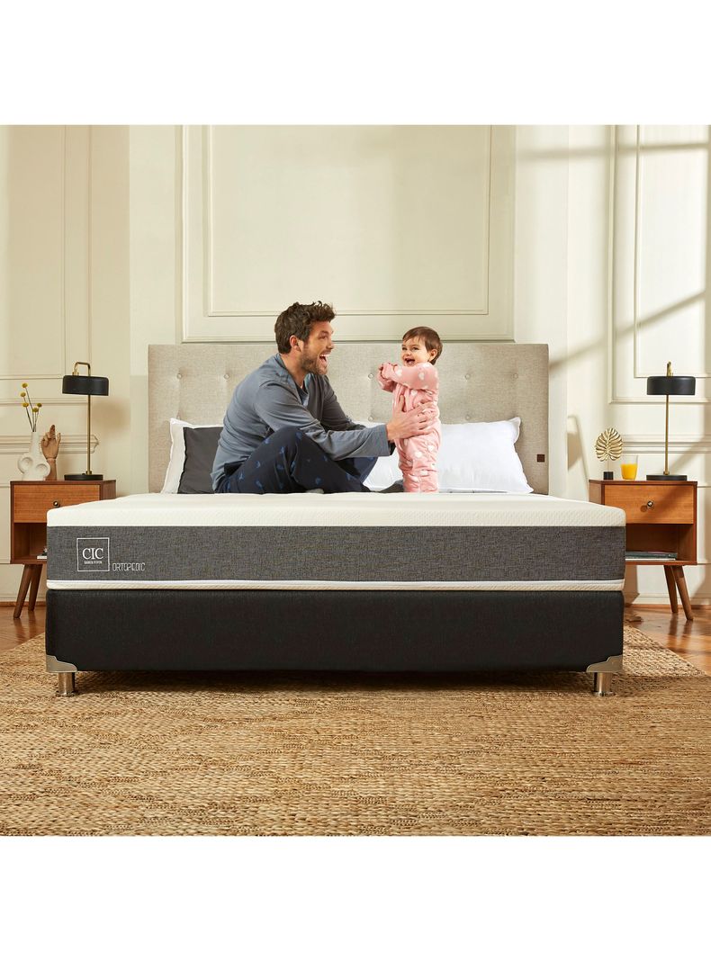 Cama Americana New Ortopedic B5 Black 2 Plazas + 2 Almohadas + Set Olmo-4