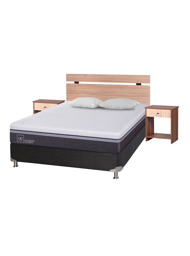 Cama Americana Ortopedic Advance B5 Black 2 Plazas + Almohadas + Set Olmo-0