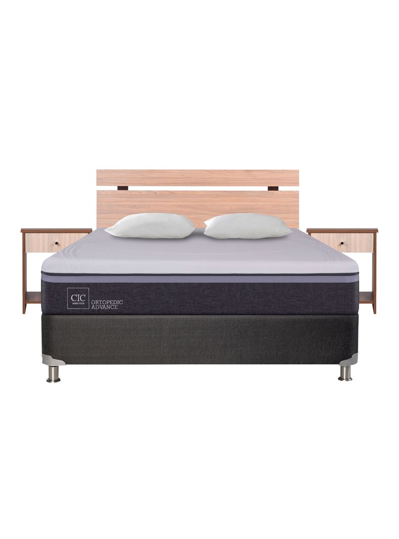 Cama Americana Ortopedic Advance B5 Black 2 Plazas + Almohadas + Set Olmo-1