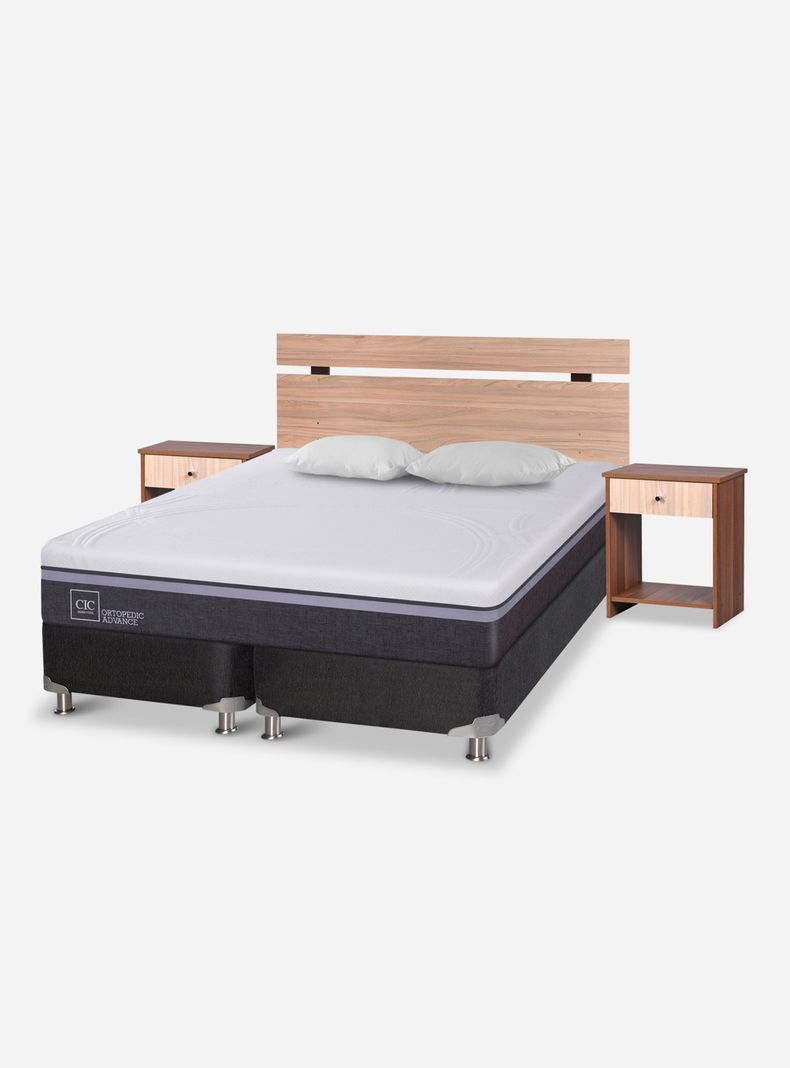 Cama Americana Ortopedic Advance B5 Black 2 Plazas Base Dividida + Almohdas + Set Olmo-0