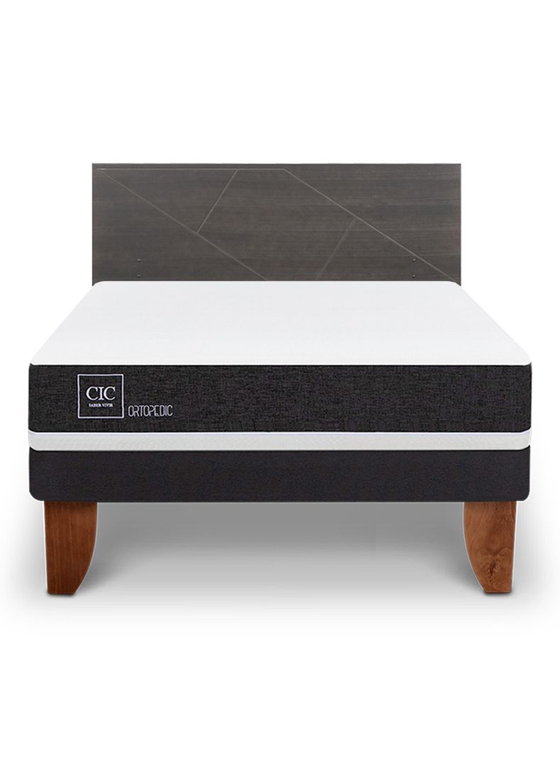 Cama Europea Ortopedic 2 Plazas Respaldo Villarrica Gris-2