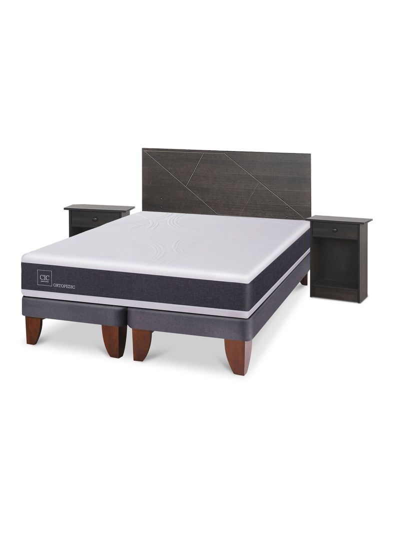 Cama Europea Ortopedic 2 Plazas Base Dividida Set Villarrica Gris-0