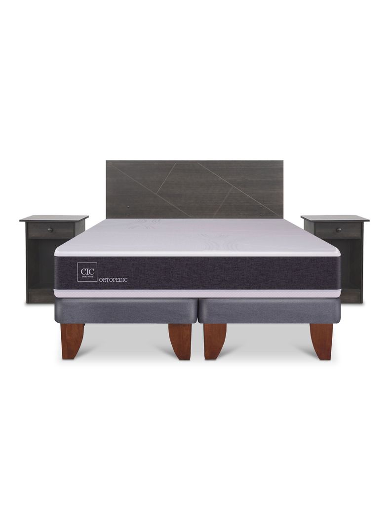 Cama Europea Ortopedic 2 Plazas Base Dividida Set Villarrica Gris-2